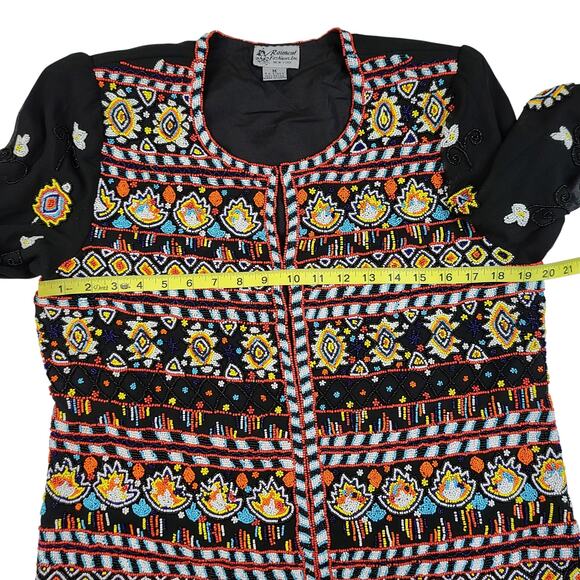 Raiment Fashions Cardigan Jacket Medium Beaded Intricate - Picture 6 of 7